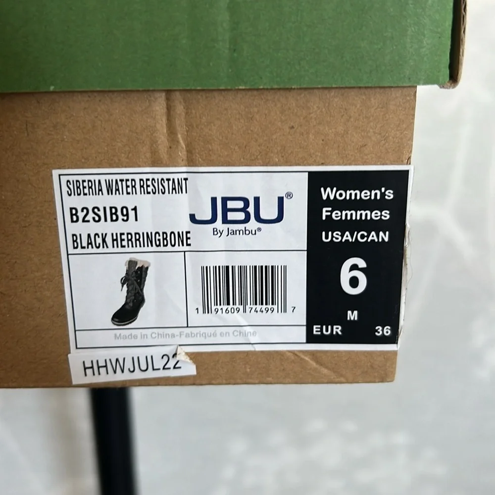 JBU by Jambu Women's Chilly Mid-Calf Boots Faux Leather Faux Fur Lined Size 6